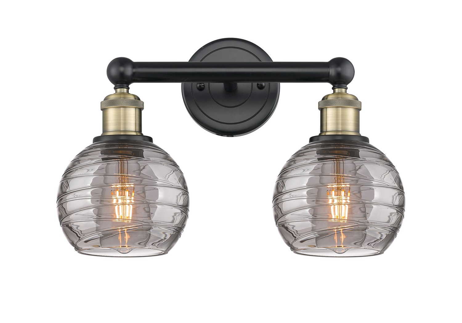 Two Light Bath Vanity by Innovations - Edison Collection, Black Antique Brass Finish - 616-2W-BAB-G1213-6SM