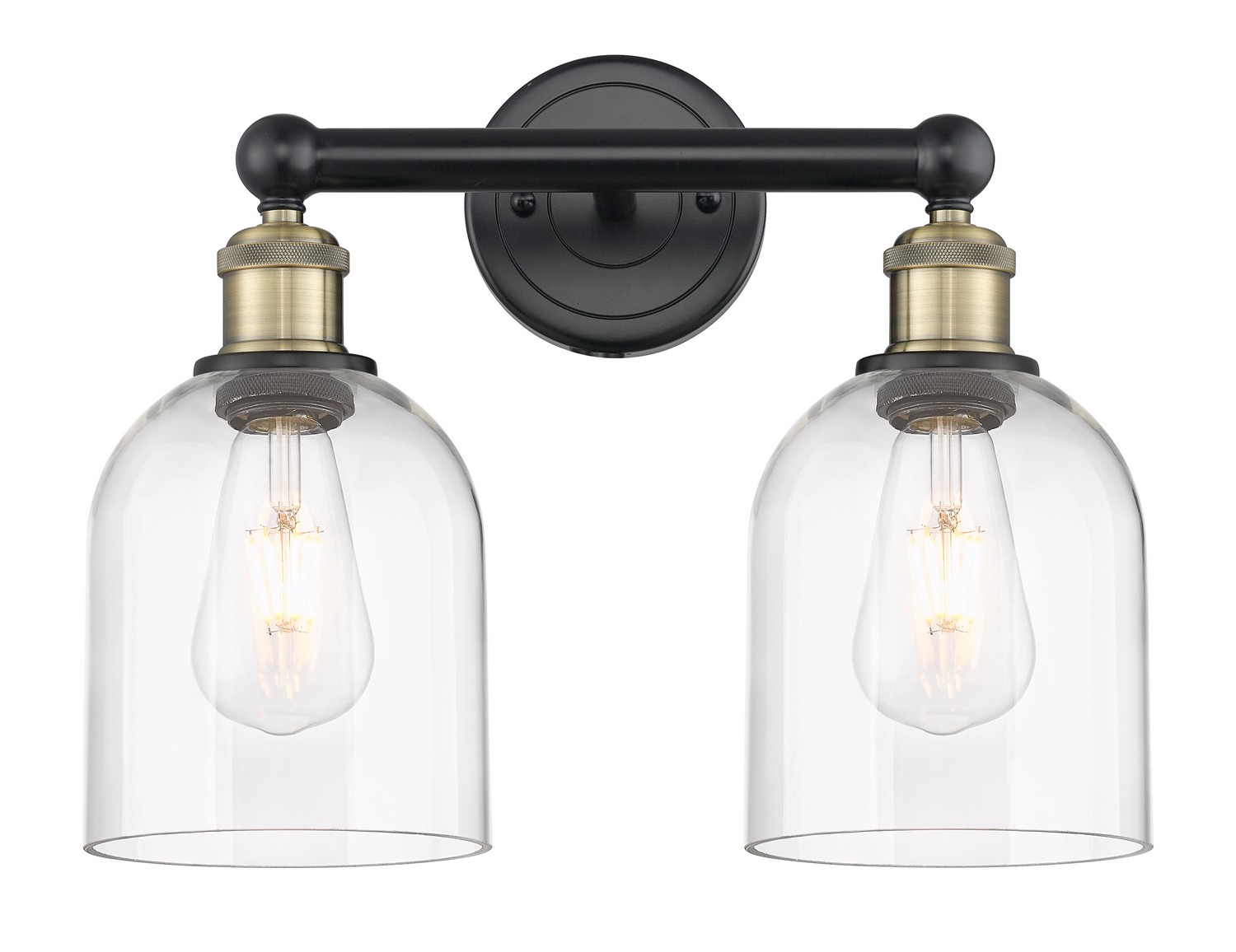 Two Light Bath Vanity by Innovations - Edison Collection, Black Antique Brass Finish - 616-2W-BAB-G558-6CL