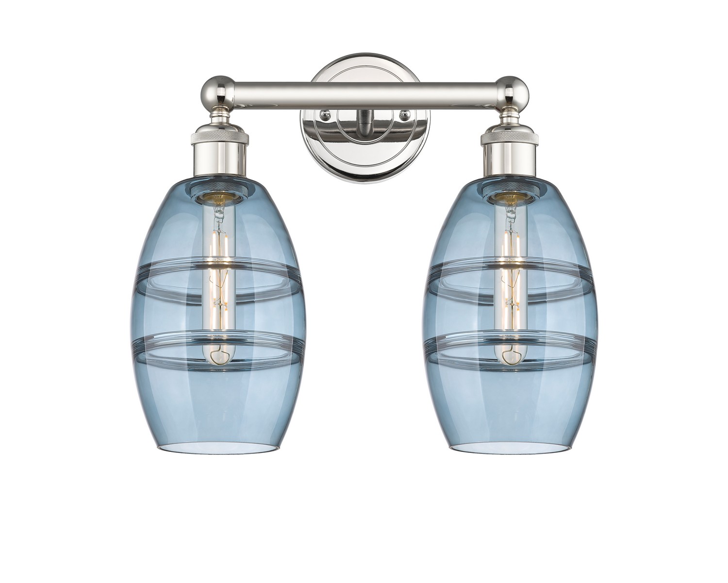 Two Light Bath Vanity by Innovations - Edison Collection, Polished Nickel Finish - 616-2W-PN-G557-6BL