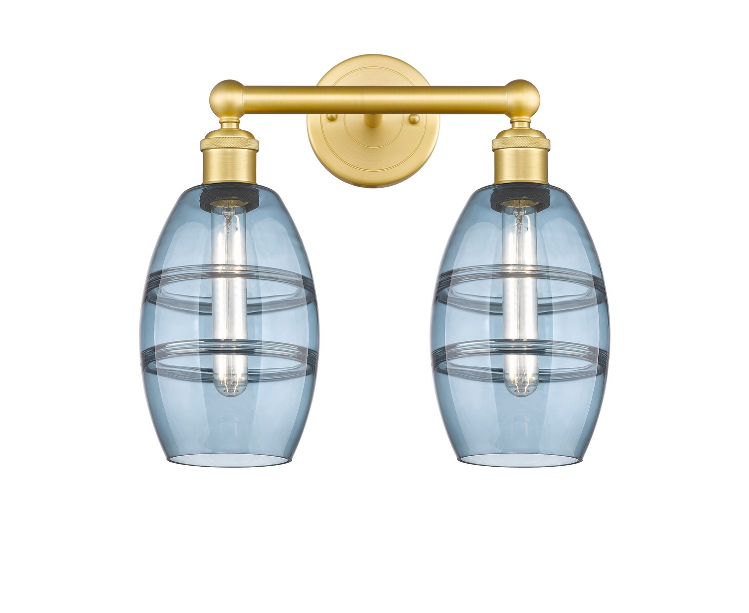 Two Light Bath Vanity by Innovations - Edison Collection, Satin Gold Finish - 616-2W-SG-G557-6BL