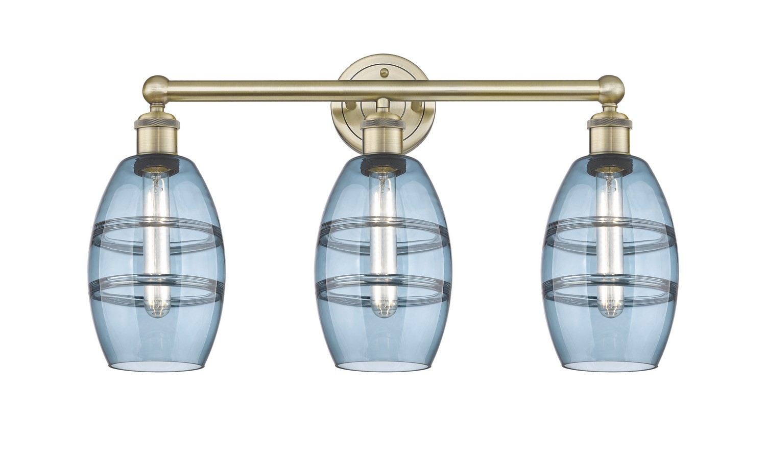 Three Light Bath Vanity by Innovations - Edison Collection, Antique Brass Finish - 616-3W-AB-G557-6BL