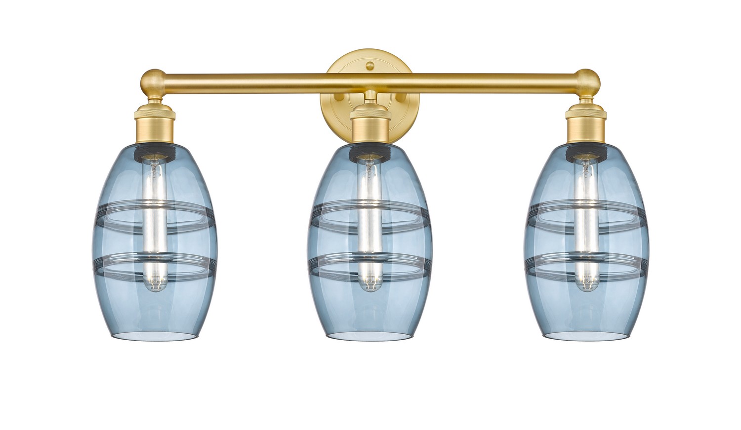 Three Light Bath Vanity by Innovations - Edison Collection, Satin Gold Finish - 616-3W-SG-G557-6BL