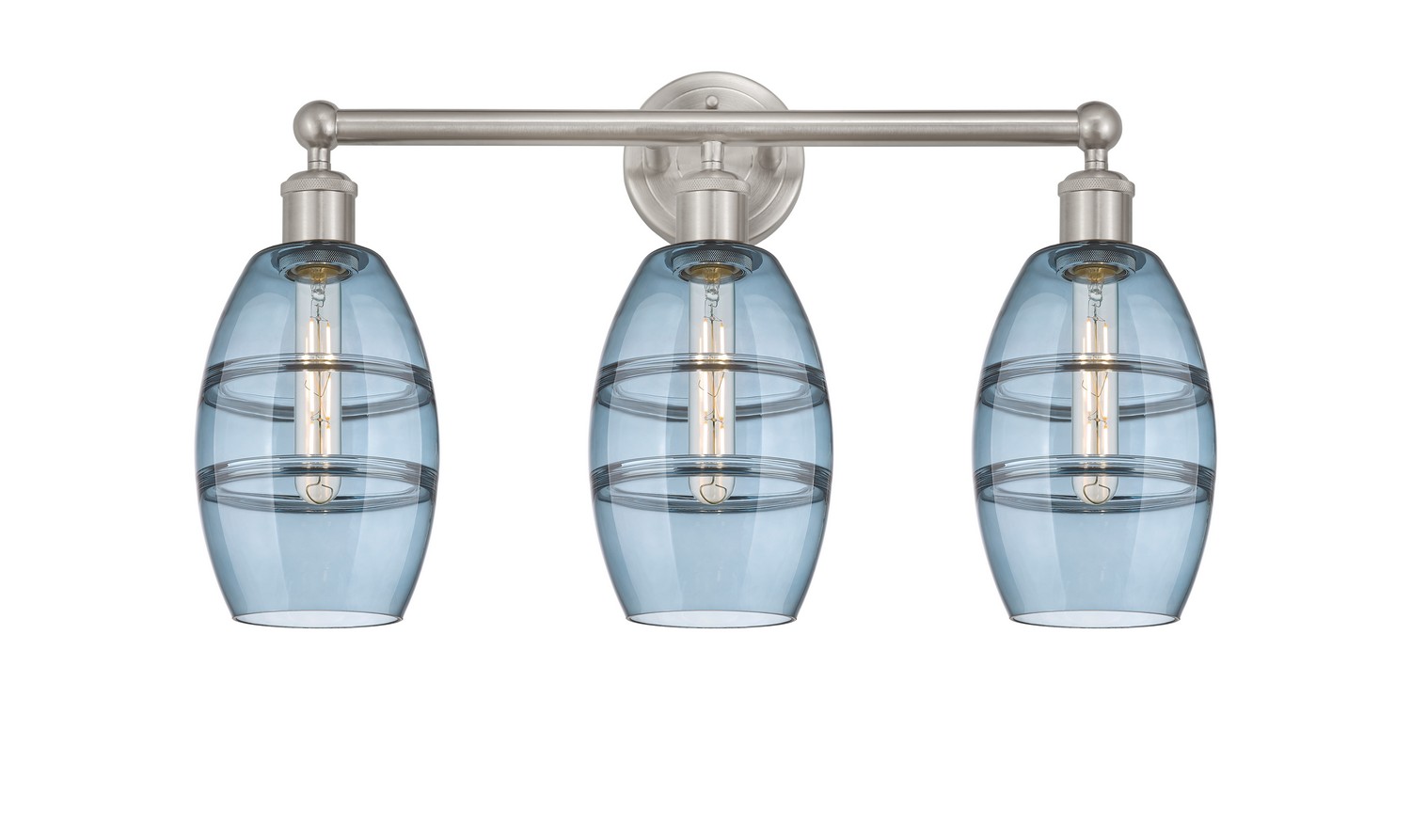 Three Light Bath Vanity by Innovations - Edison Collection, Brushed Satin Nickel Finish - 616-3W-SN-G557-6BL
