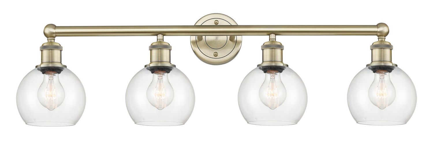 Four Light Bath Vanity by Innovations - Edison Collection, Antique Brass Finish - 616-4W-AB-G122-6