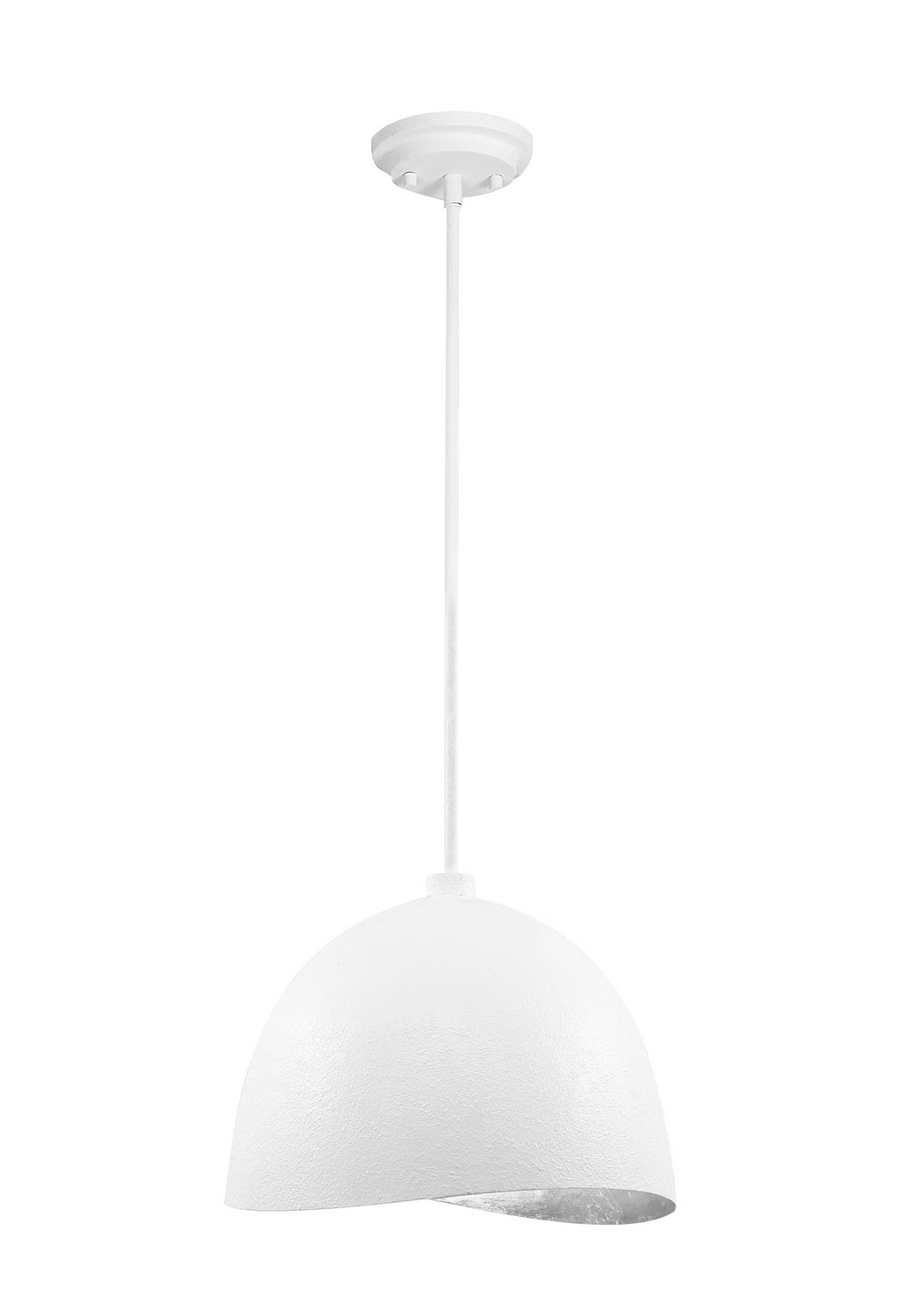 KOVA P1914-736 One Light Pendant Textured White With Silver Leaf Inside