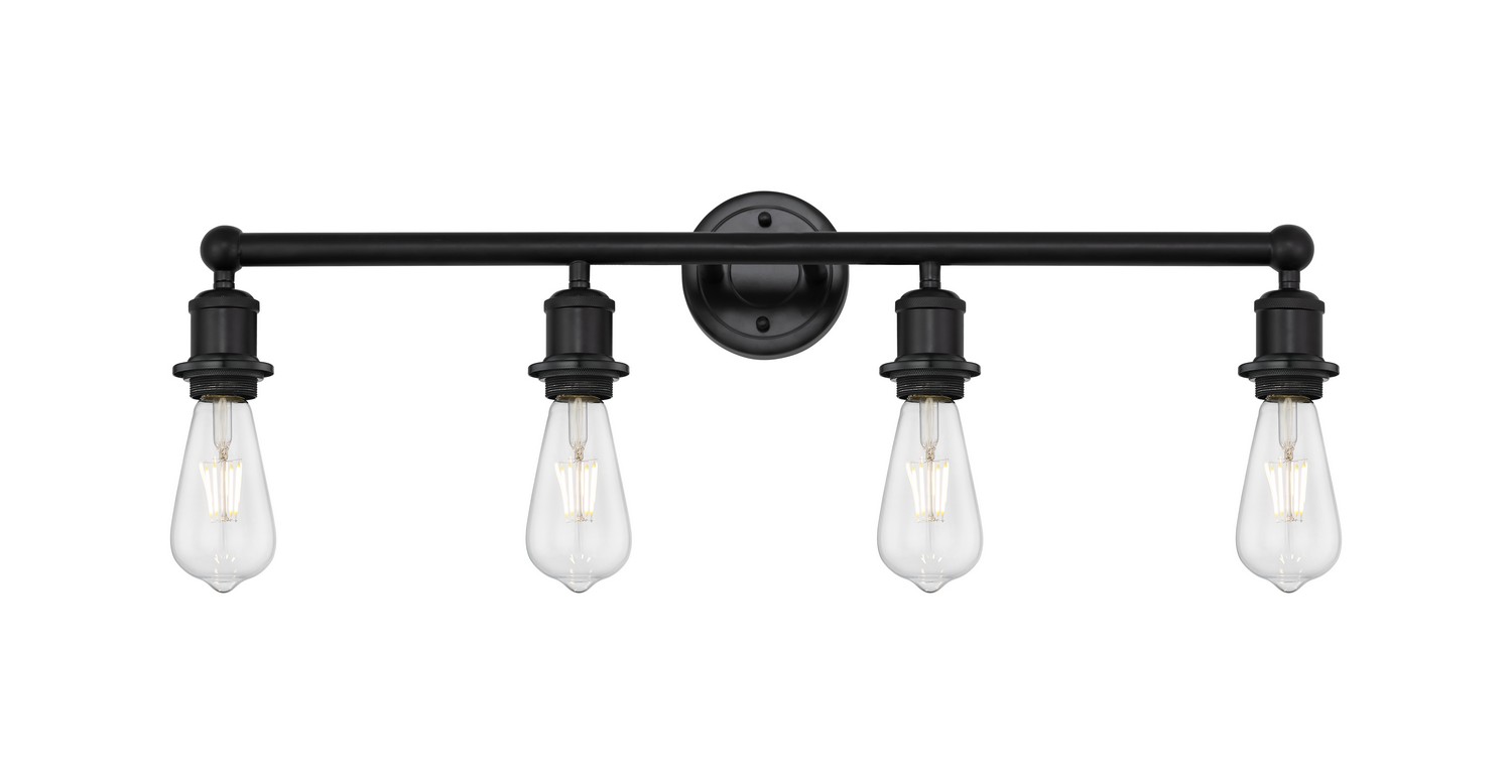 Four Light Bath Vanity by Innovations - Edison Collection, Matte Black Finish - 616-4W-BK