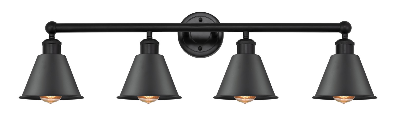 Four Light Bath Vanity by Innovations - Edison Collection, Matte Black Finish - 616-4W-BK-M8-BK