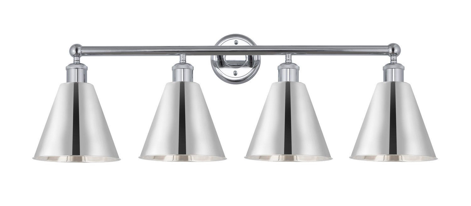 Four Light Bath Vanity by Innovations - Edison Collection, Polished Chrome Finish - 616-4W-PC-MBC-8-PC