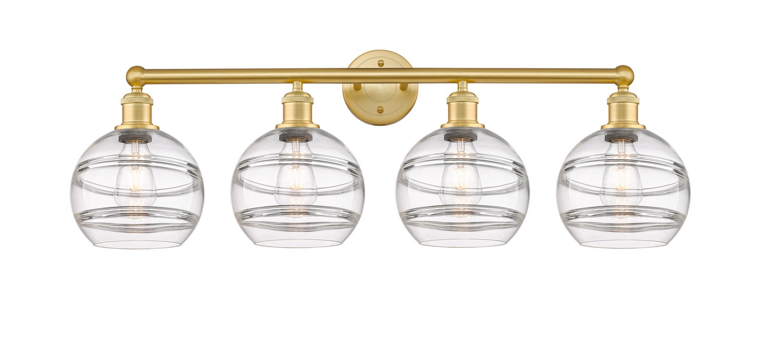 Four Light Bath Vanity by Innovations - Edison Collection, Satin Gold Finish - 616-4W-SG-G556-8CL