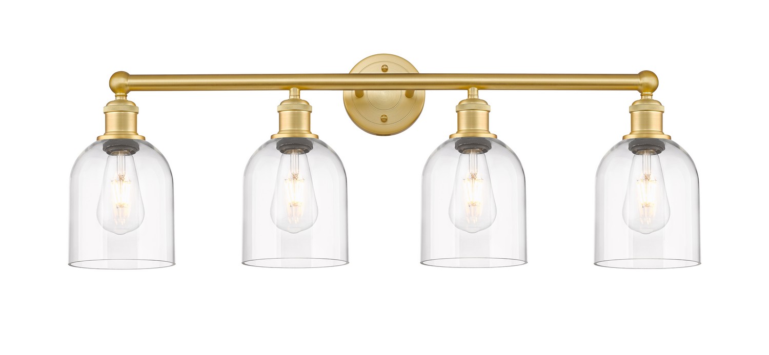 Four Light Bath Vanity by Innovations - Edison Collection, Satin Gold Finish - 616-4W-SG-G558-6CL