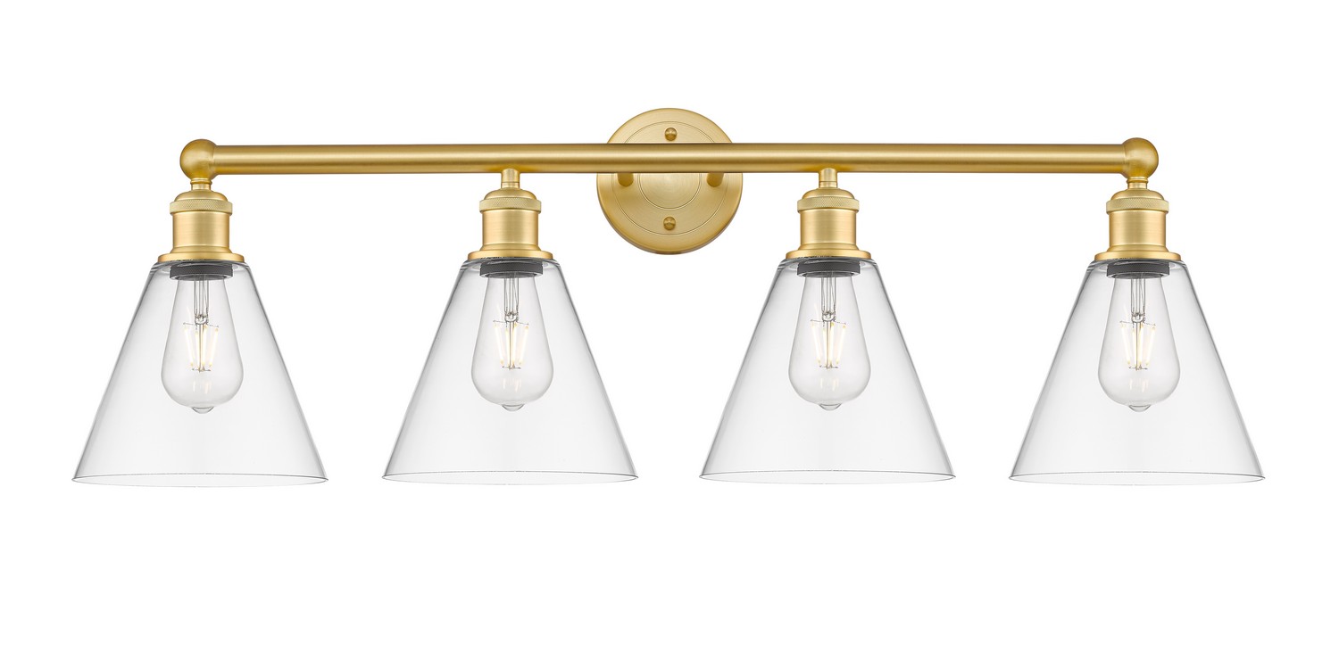 Four Light Bath Vanity by Innovations - Edison Collection, Satin Gold Finish - 616-4W-SG-GBC-82