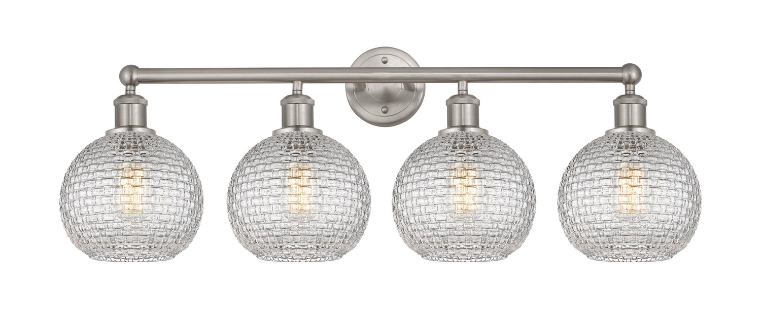 Four Light Bath Vanity by Innovations - Edison Collection, Satin Nickel Finish - 616-4W-SN-G122C-8CL