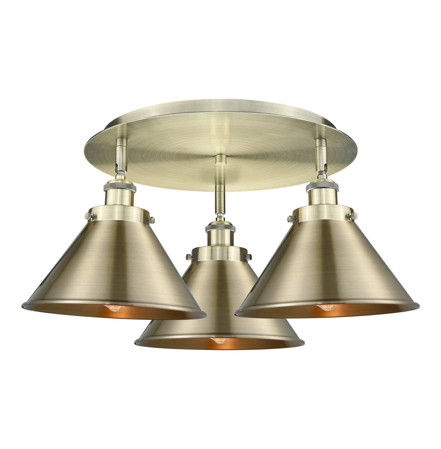 Three Light Semi-Flush Mount by Innovations - Ballston Urban Collection, Antique Brass Finish - 916-3C-AB-M10-AB
