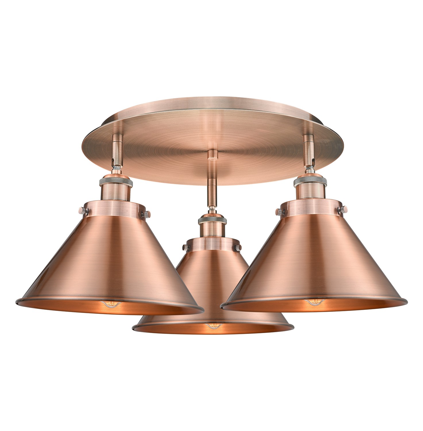 Three Light Semi-Flush Mount by Innovations - Ballston Urban Collection, Antique Copper Finish - 916-3C-AC-M10-AC