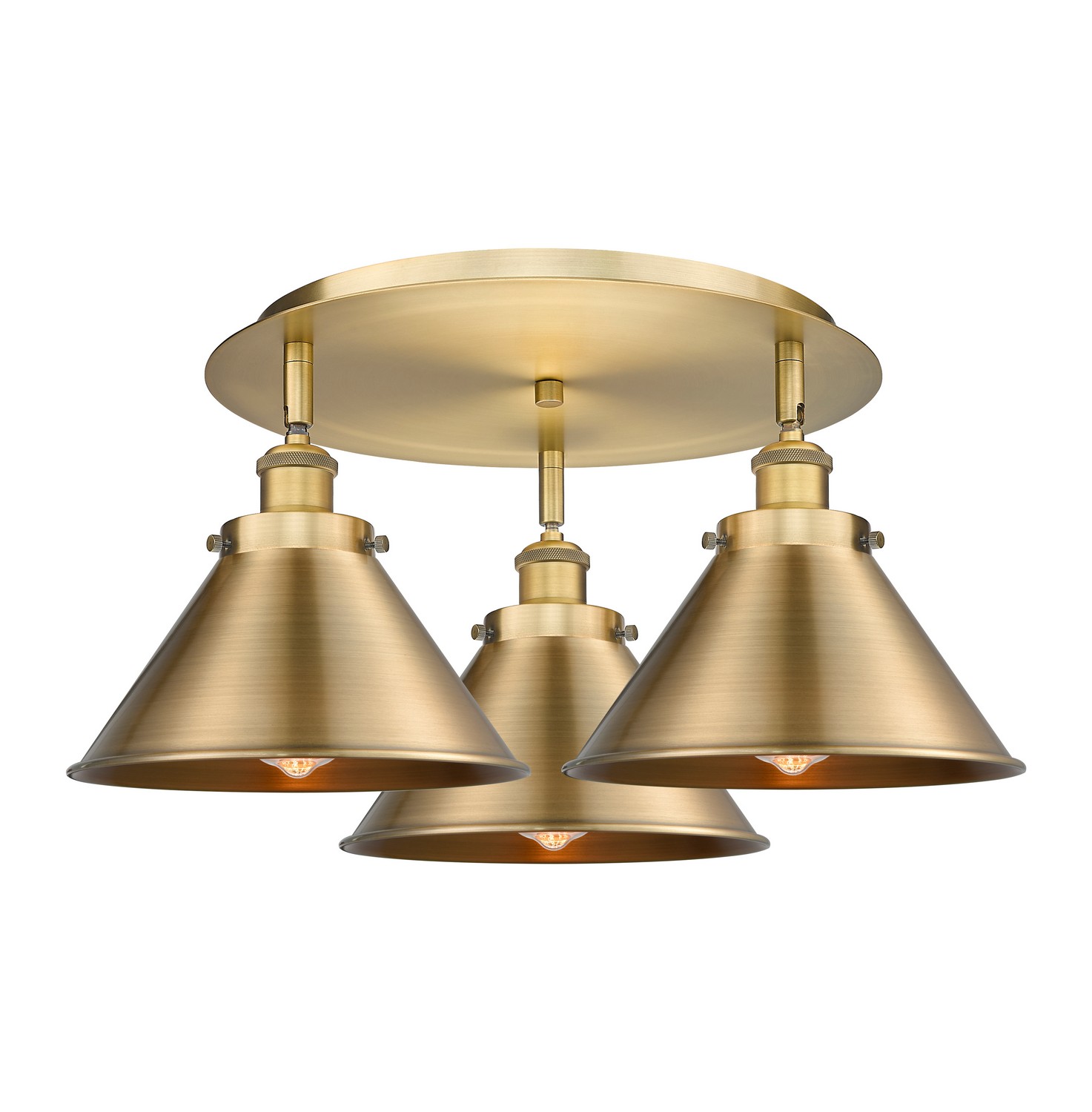 Three Light Semi-Flush Mount by Innovations - Ballston Urban Collection, Brushed Brass Finish - 916-3C-BB-M10-BB