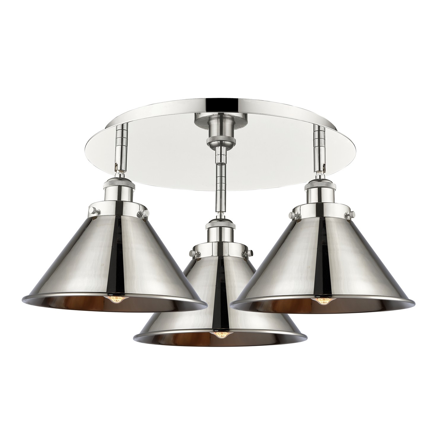 Three Light Semi-Flush Mount by Innovations - Ballston Urban Collection, Polished Nickel Finish - 916-3C-PN-M10-PN