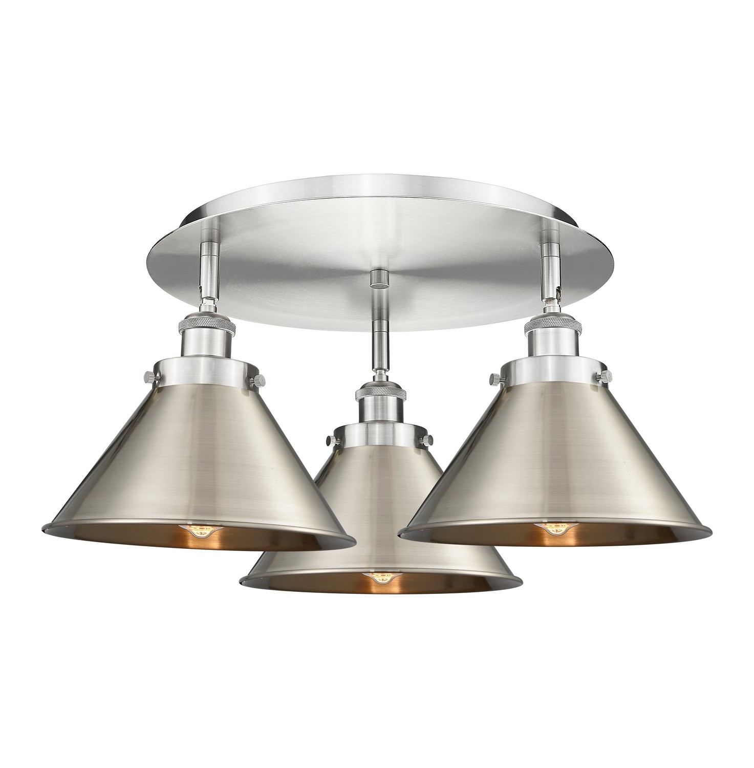 Three Light Semi-Flush Mount by Innovations - Ballston Urban Collection, Satin Nickel Finish - 916-3C-SN-M10-SN
