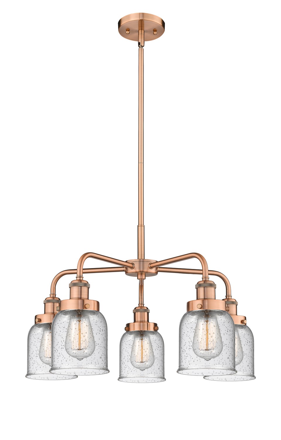 Five Light Chandelier by Innovations - Ballston Urban Collection, Antique Copper Finish - 916-5CR-AC-G54