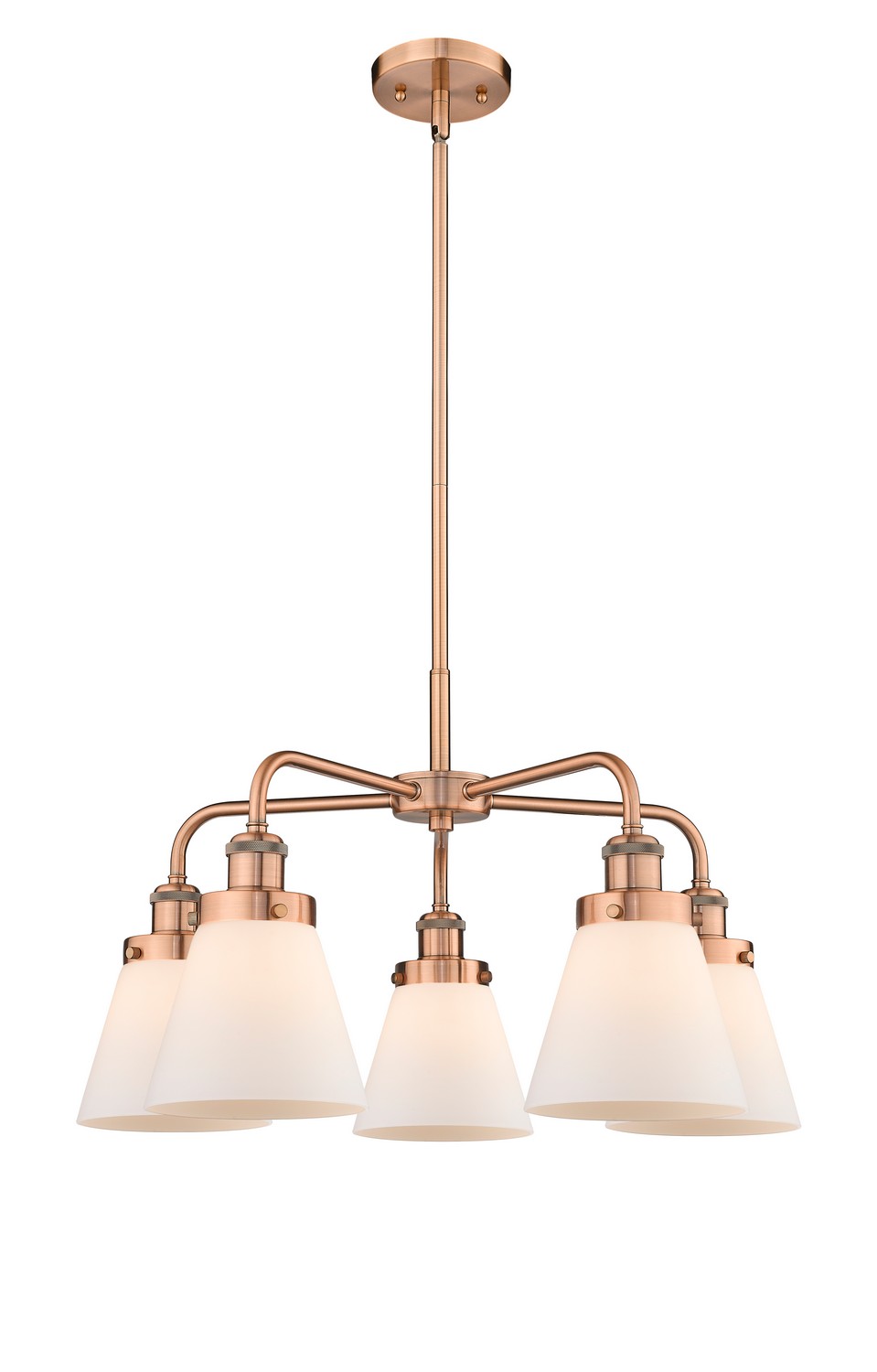 Five Light Chandelier by Innovations - Ballston Urban Collection, Antique Copper Finish - 916-5CR-AC-G61