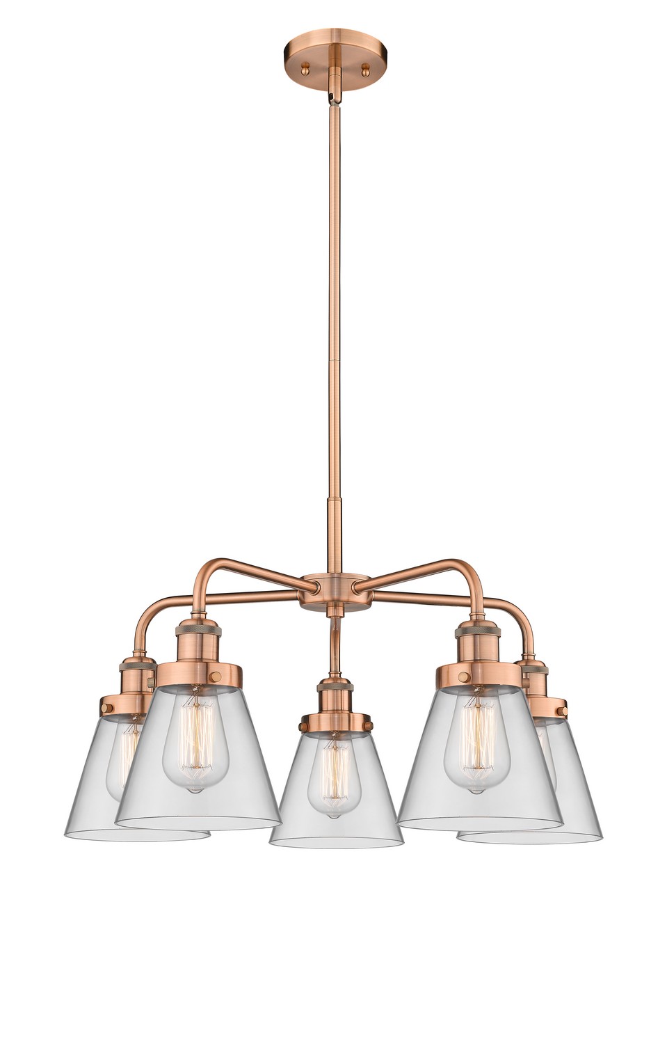 Five Light Chandelier by Innovations - Ballston Urban Collection, Antique Copper Finish - 916-5CR-AC-G62