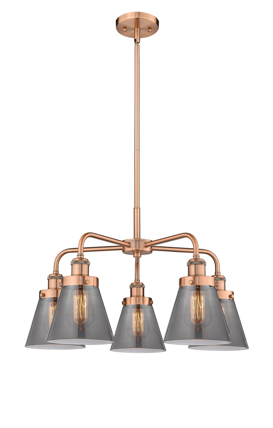 Five Light Chandelier by Innovations - Ballston Urban Collection, Antique Copper Finish - 916-5CR-AC-G63
