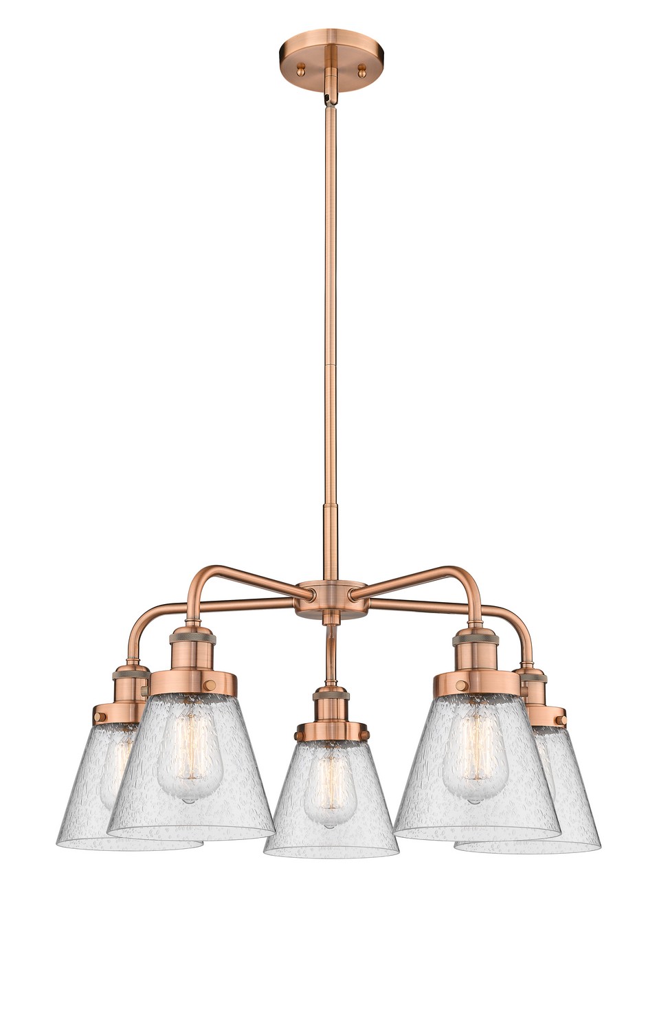 Five Light Chandelier by Innovations - Ballston Urban Collection, Antique Copper Finish - 916-5CR-AC-G64