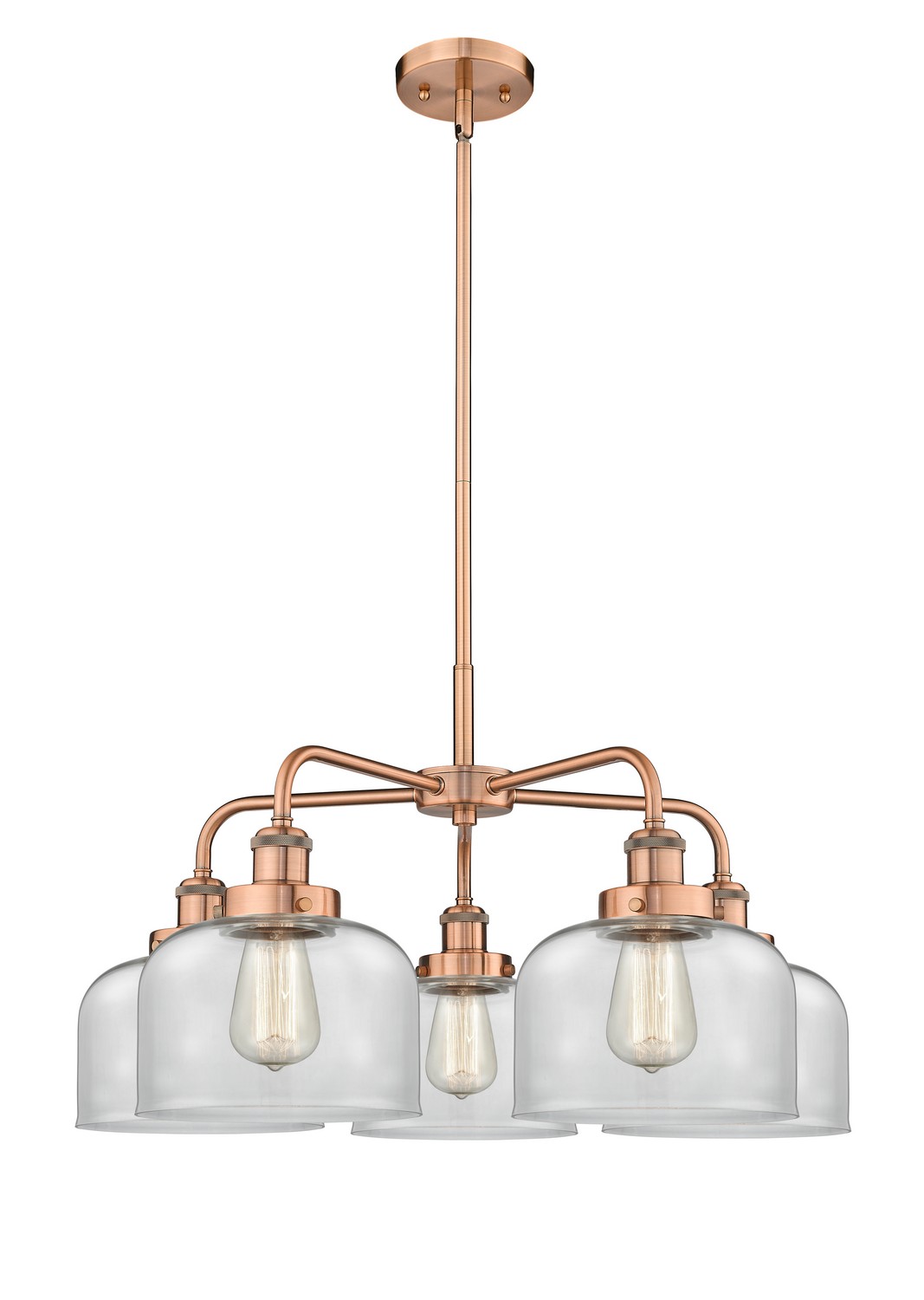 Five Light Chandelier by Innovations - Ballston Urban Collection, Antique Copper Finish - 916-5CR-AC-G72