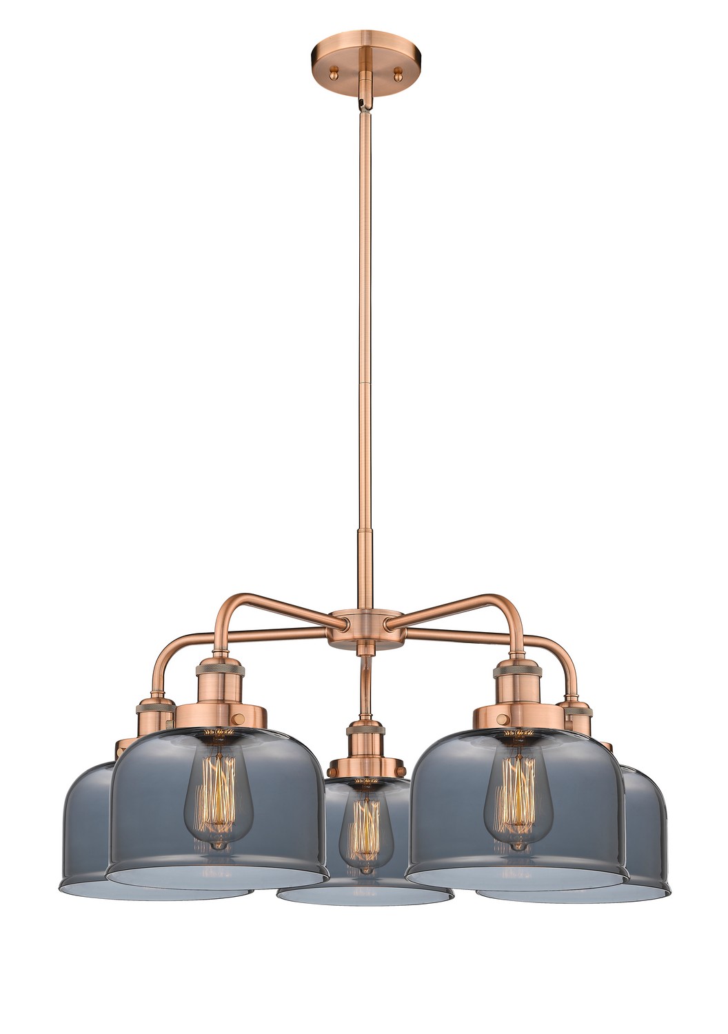 Five Light Chandelier by Innovations - Ballston Urban Collection, Antique Copper Finish - 916-5CR-AC-G73
