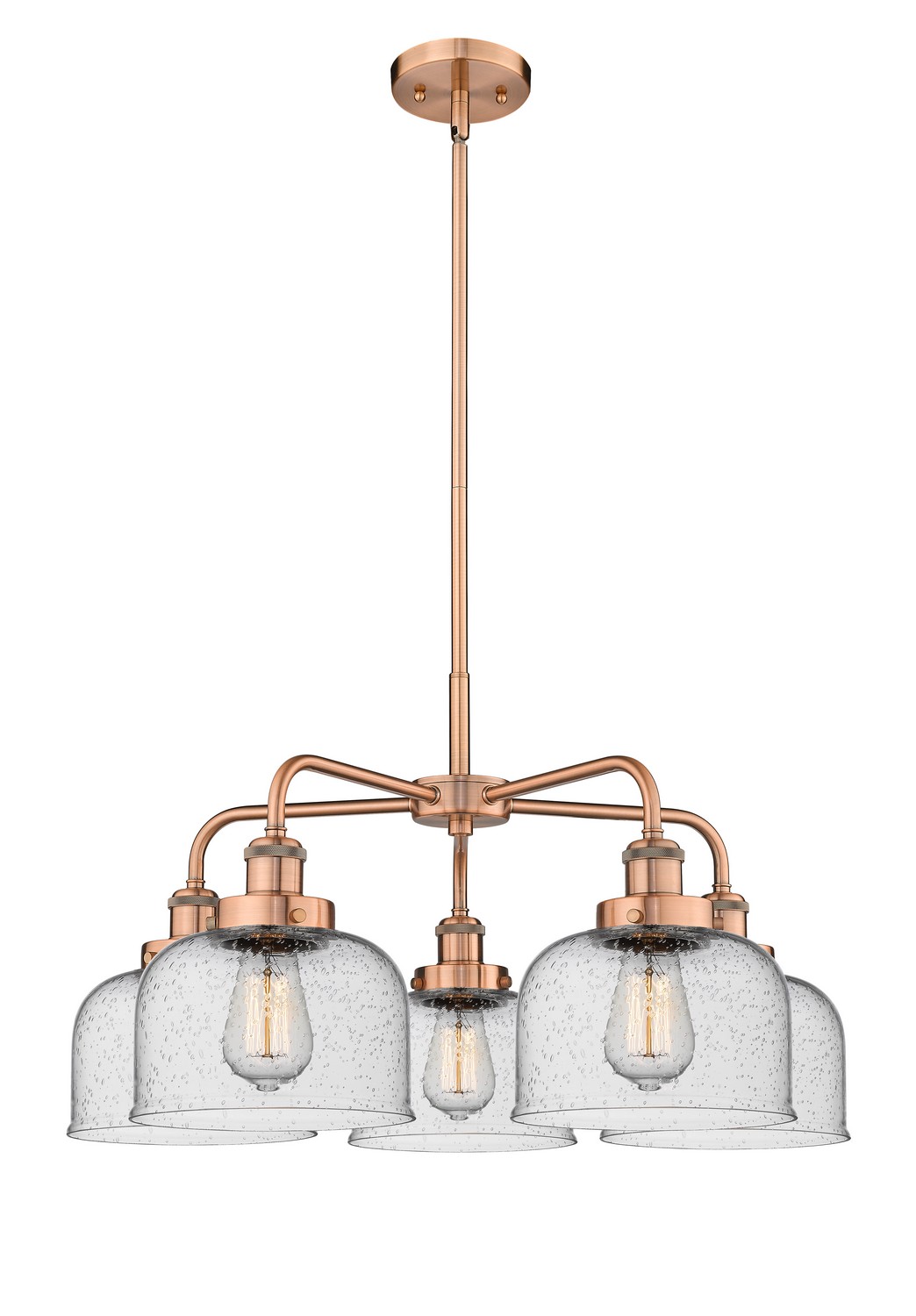 Five Light Chandelier by Innovations - Ballston Urban Collection, Antique Copper Finish - 916-5CR-AC-G74