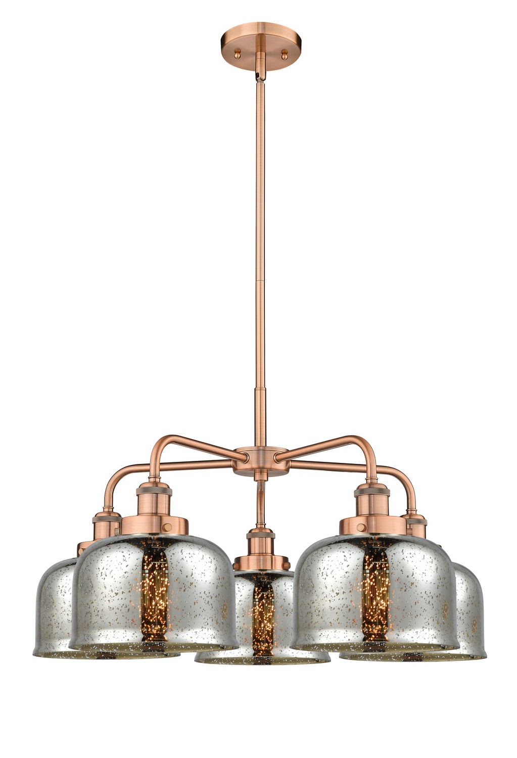 Five Light Chandelier by Innovations - Ballston Urban Collection, Antique Copper Finish - 916-5CR-AC-G78