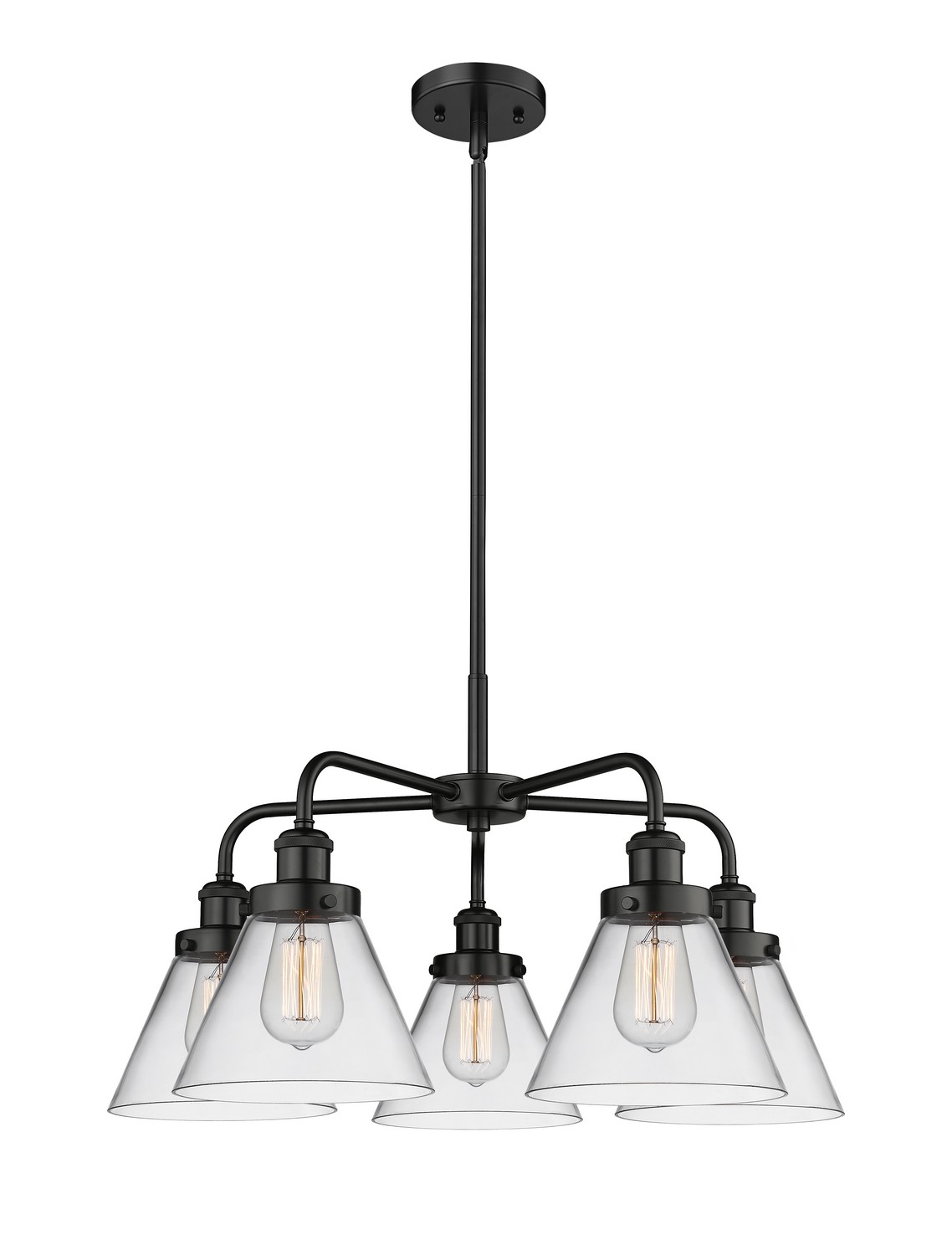 Five Light Chandelier by Innovations - Ballston Urban Collection, Matte Black Finish - 916-5CR-BK-G42