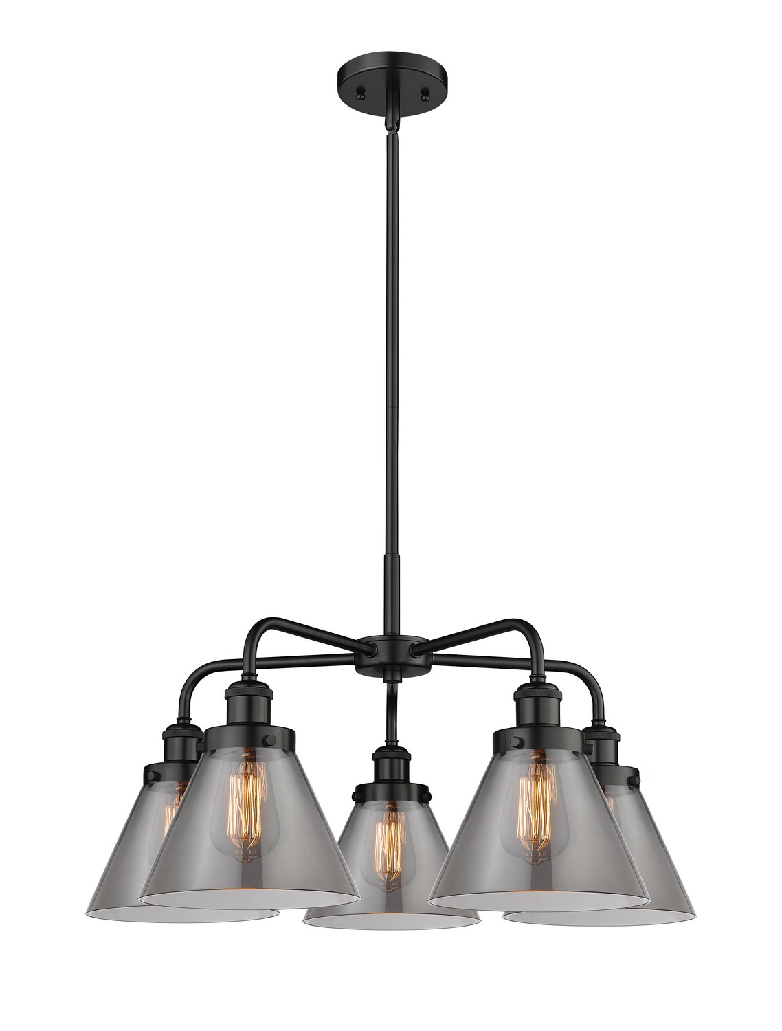 Five Light Chandelier by Innovations - Ballston Urban Collection, Matte Black Finish - 916-5CR-BK-G43