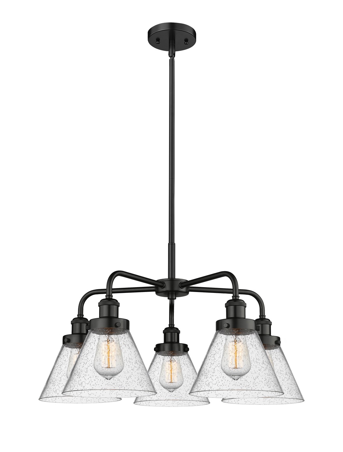 Five Light Chandelier by Innovations - Ballston Urban Collection, Matte Black Finish - 916-5CR-BK-G44