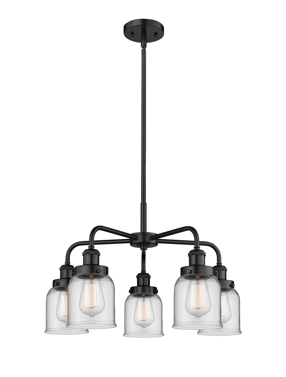 Five Light Chandelier by Innovations - Ballston Urban Collection, Matte Black Finish - 916-5CR-BK-G52