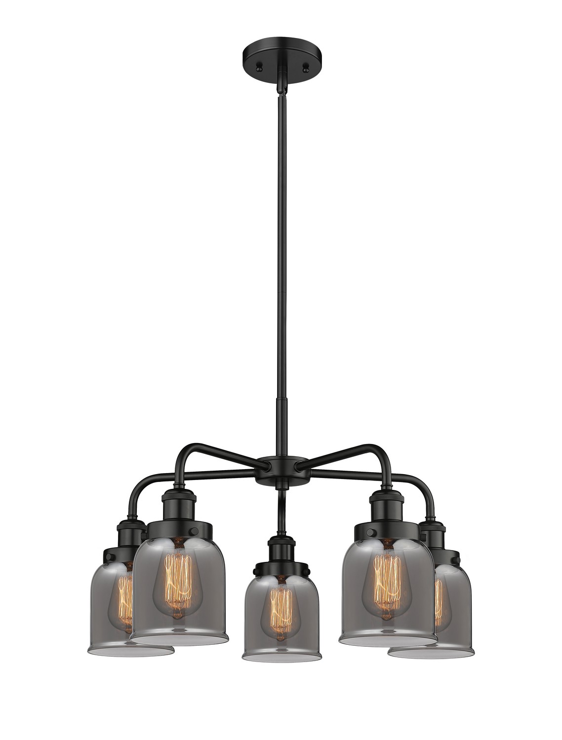 Five Light Chandelier by Innovations - Ballston Urban Collection, Matte Black Finish - 916-5CR-BK-G53