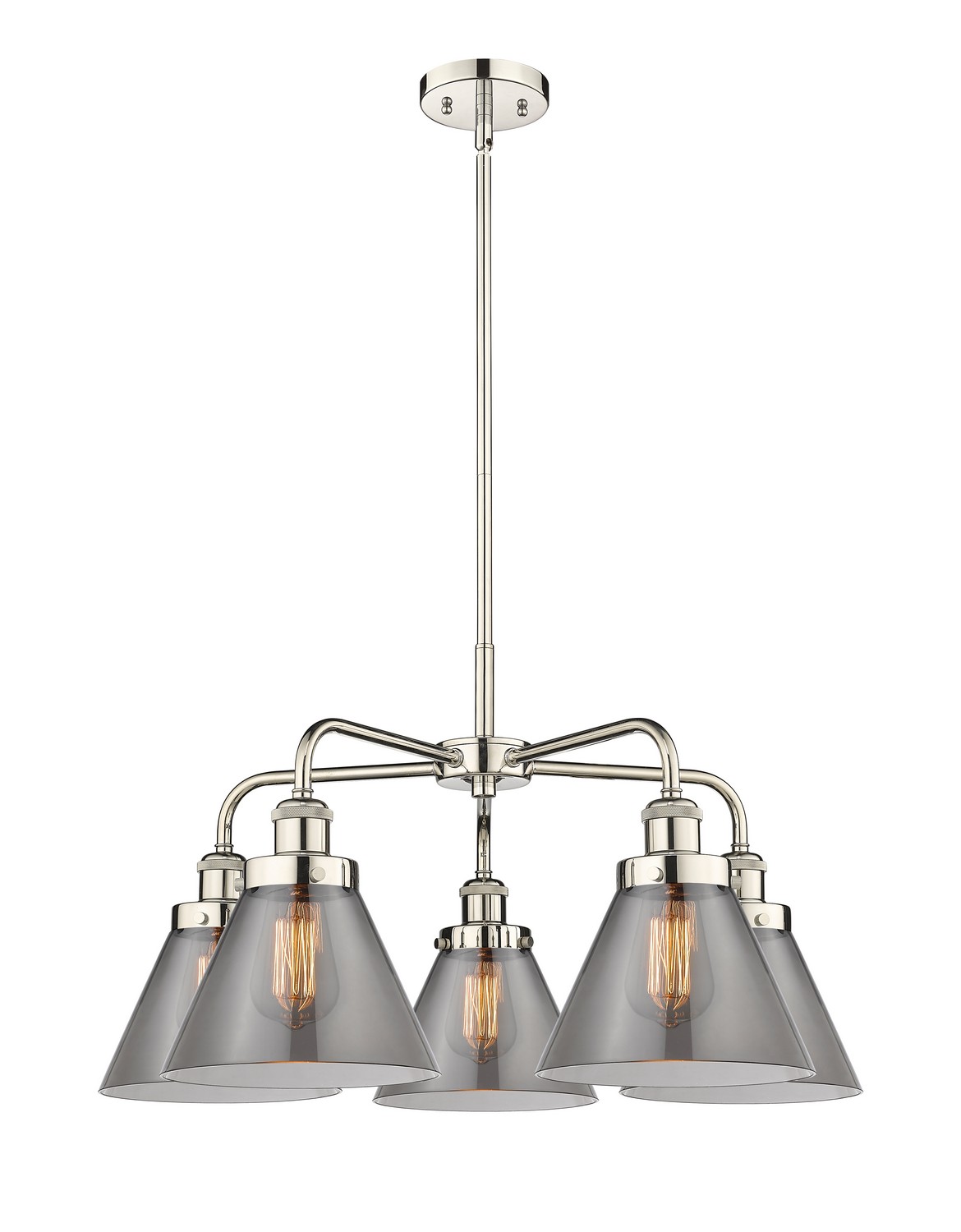 Five Light Chandelier by Innovations - Ballston Urban Collection, Polished Nickel Finish - 916-5CR-PN-G43