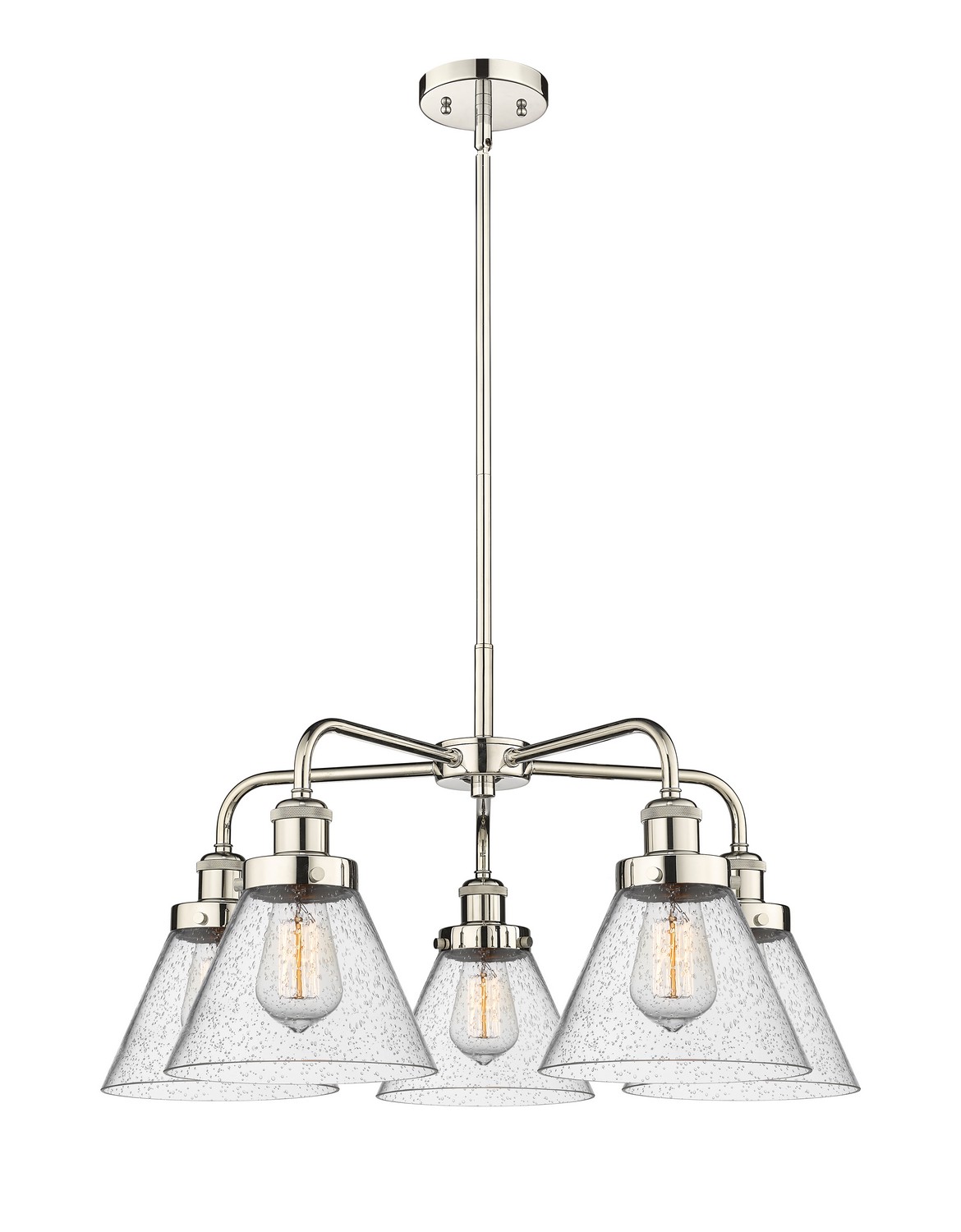 Five Light Chandelier by Innovations - Ballston Urban Collection, Polished Nickel Finish - 916-5CR-PN-G44