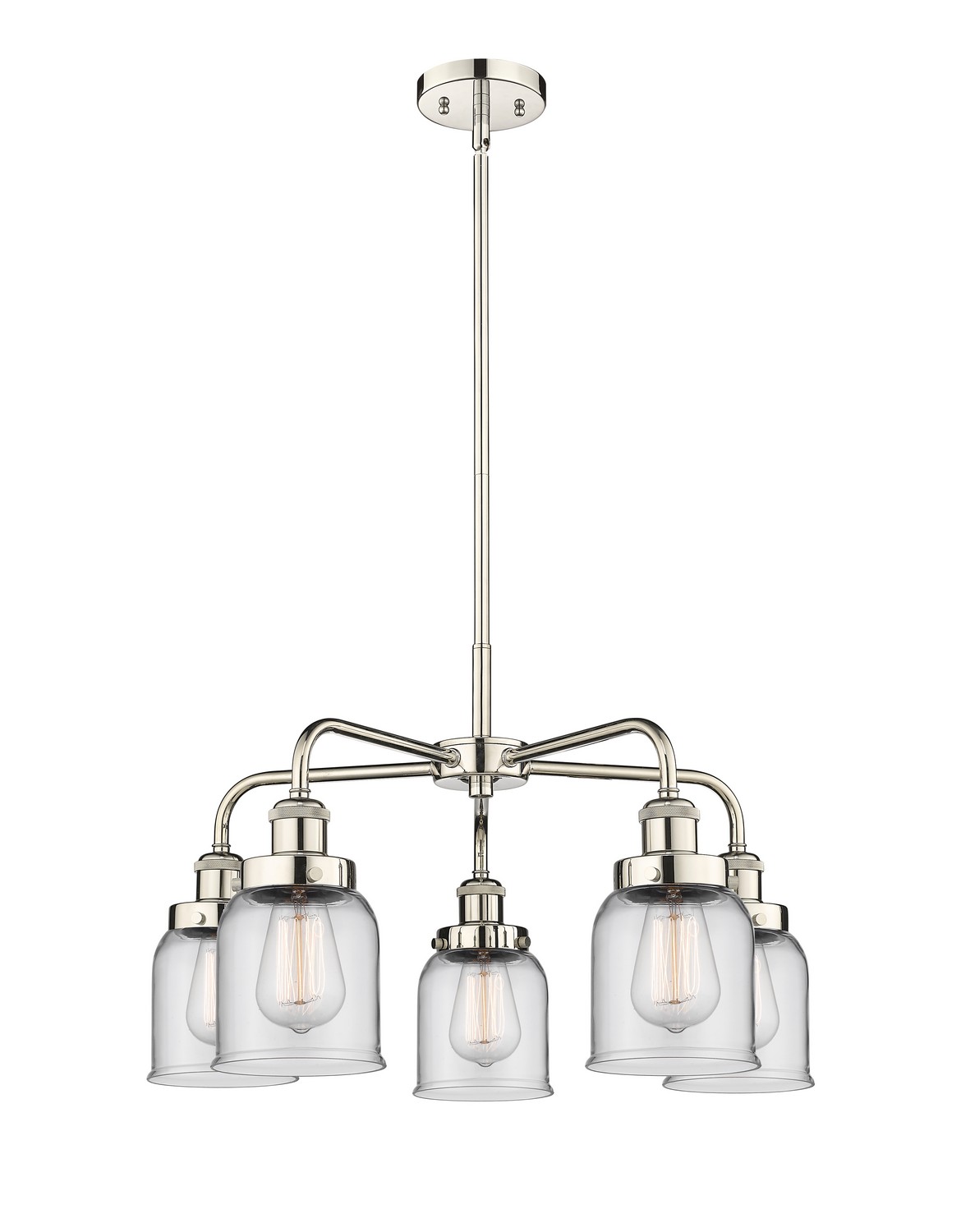 Five Light Chandelier by Innovations - Ballston Urban Collection, Polished Nickel Finish - 916-5CR-PN-G52