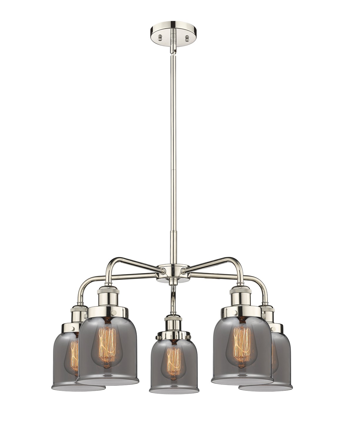 Five Light Chandelier by Innovations - Ballston Urban Collection, Polished Nickel Finish - 916-5CR-PN-G53
