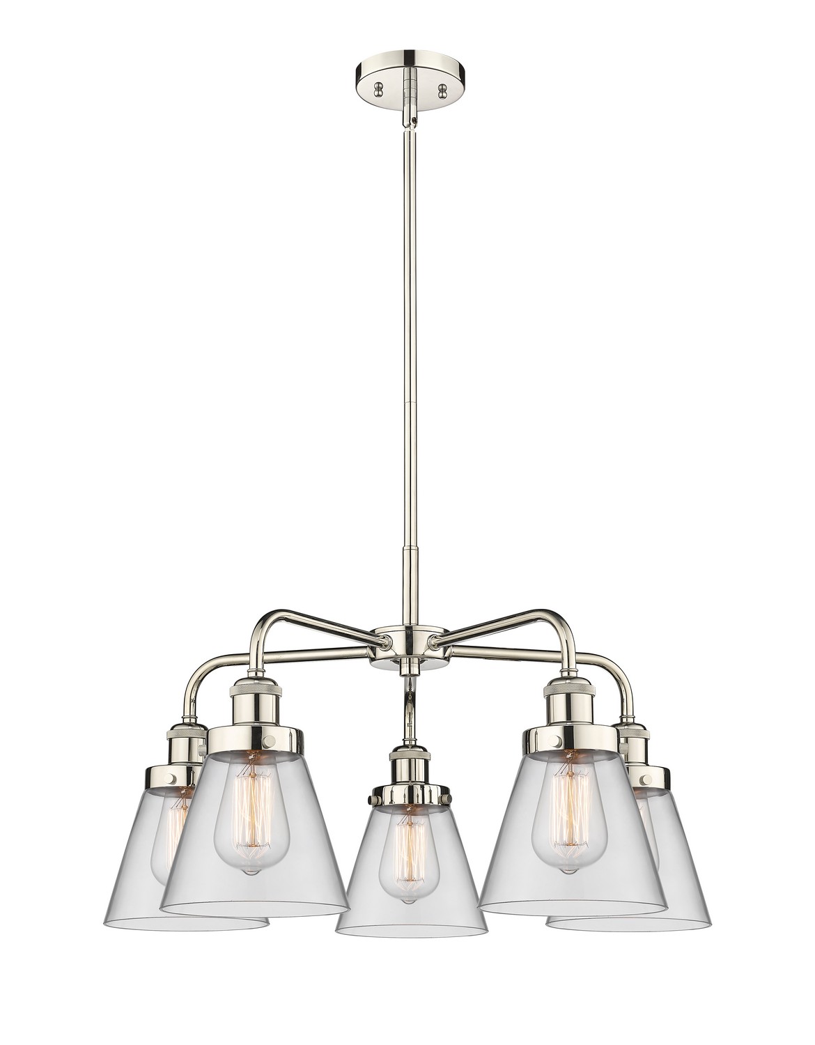 Five Light Chandelier by Innovations - Ballston Urban Collection, Polished Nickel Finish - 916-5CR-PN-G62