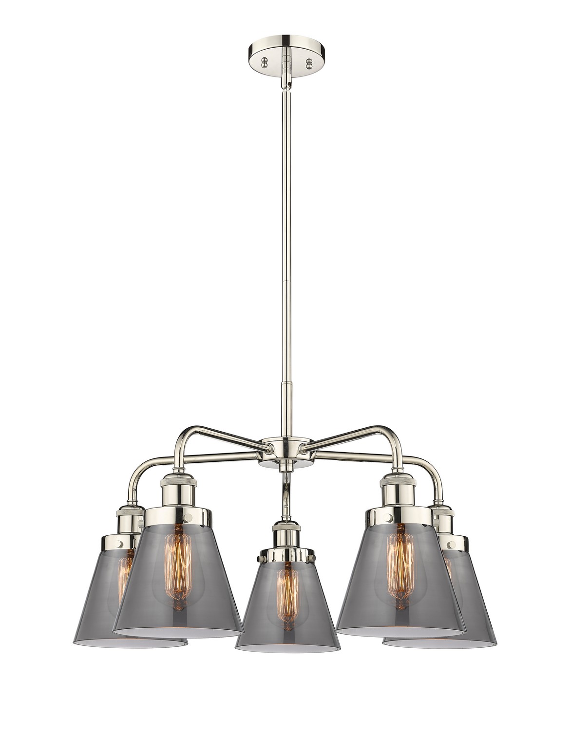 Five Light Chandelier by Innovations - Ballston Urban Collection, Polished Nickel Finish - 916-5CR-PN-G63