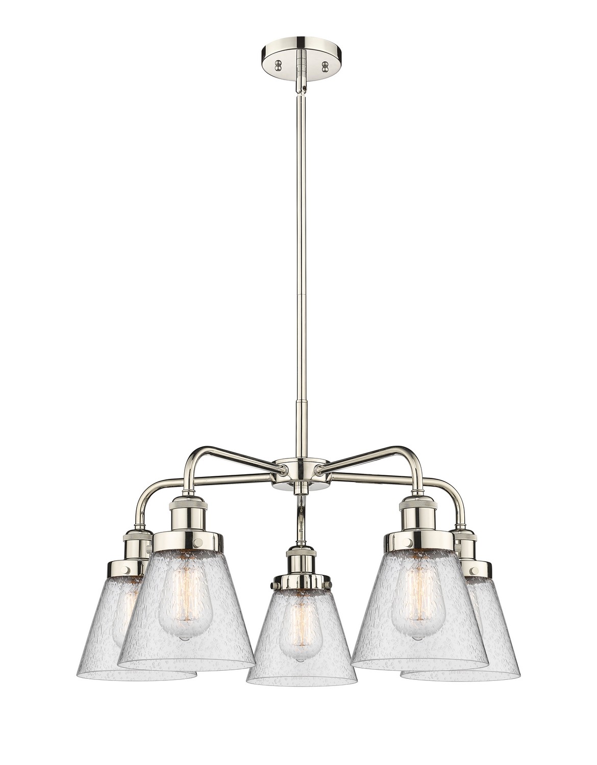 Five Light Chandelier by Innovations - Ballston Urban Collection, Polished Nickel Finish - 916-5CR-PN-G64