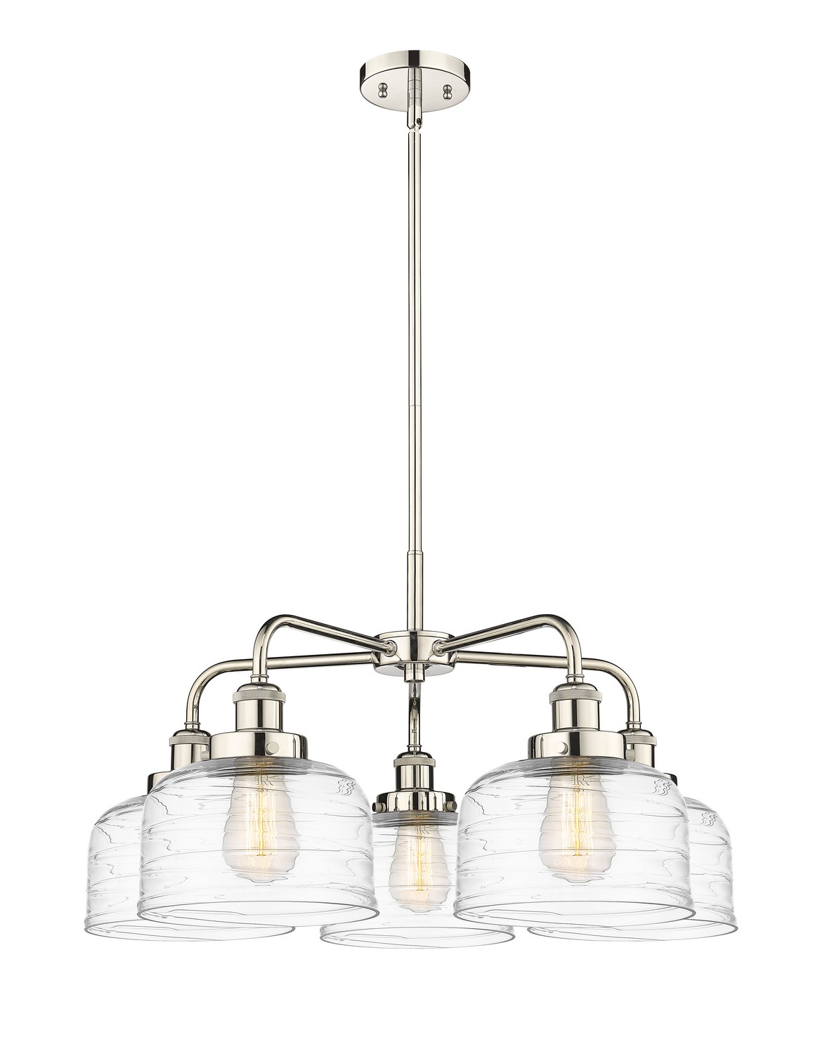 Five Light Chandelier by Innovations - Ballston Urban Collection, Polished Nickel Finish - 916-5CR-PN-G713