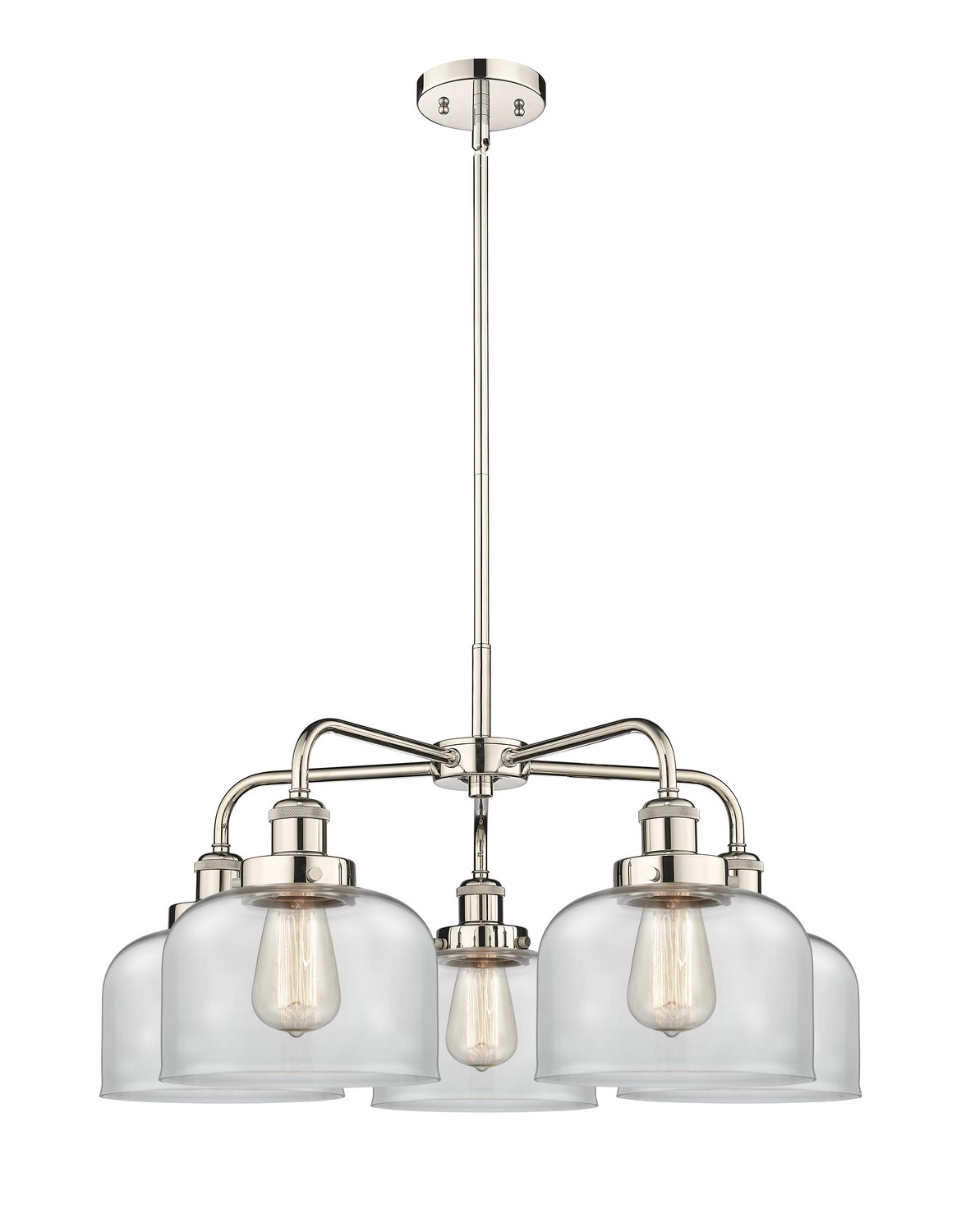 Five Light Chandelier by Innovations - Ballston Urban Collection, Polished Nickel Finish - 916-5CR-PN-G72