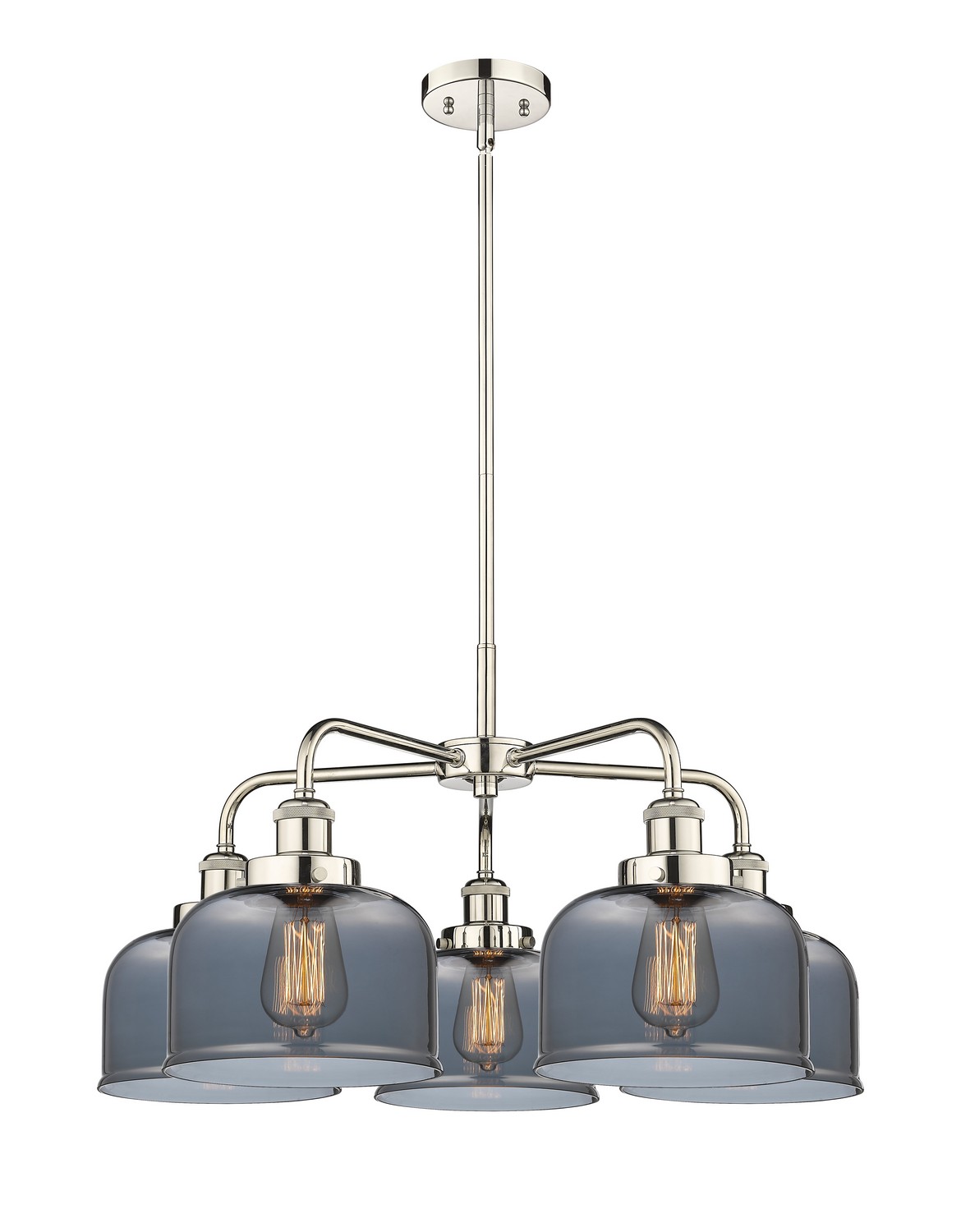 Five Light Chandelier by Innovations - Ballston Urban Collection, Polished Nickel Finish - 916-5CR-PN-G73