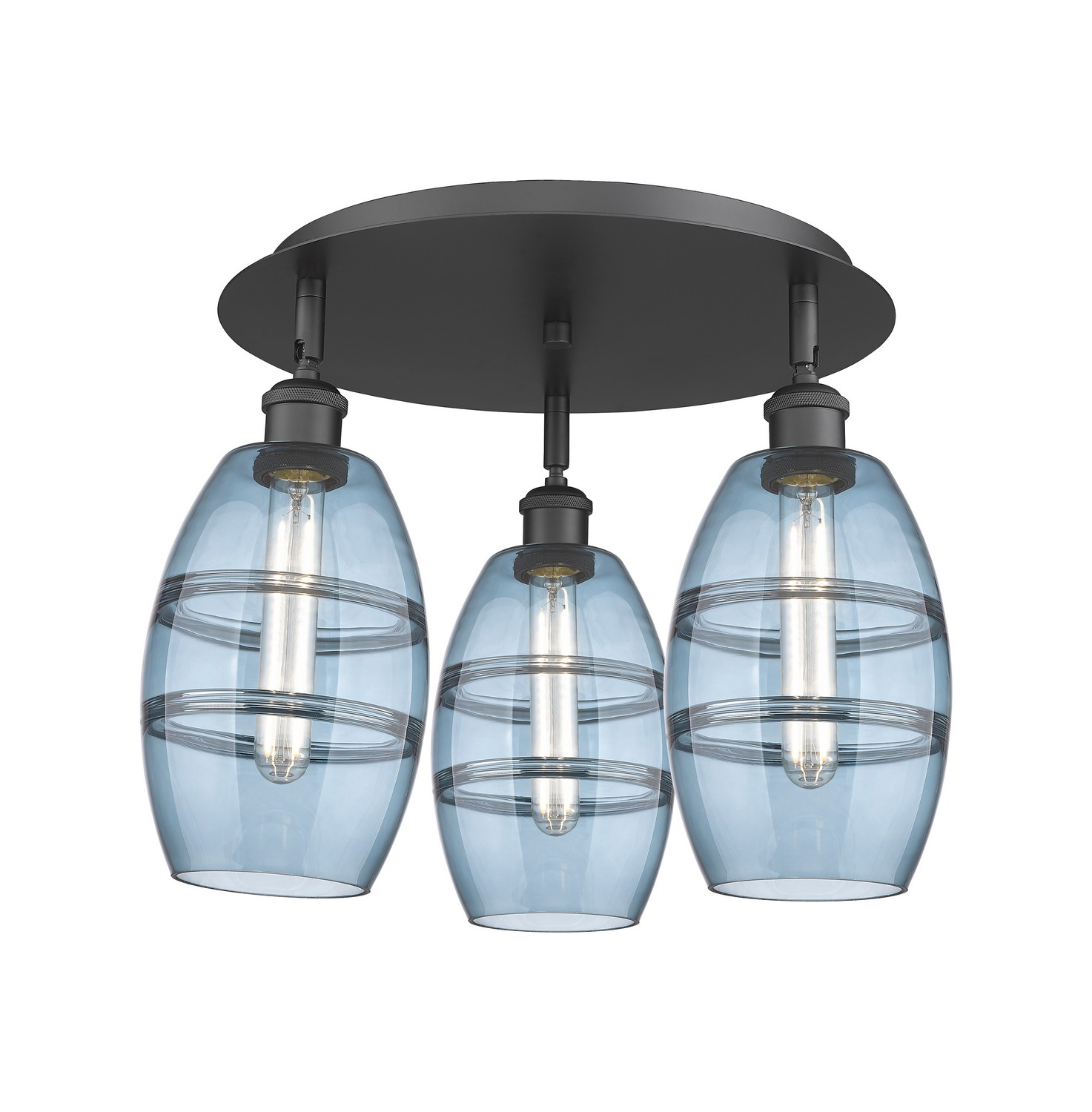 Three Light Semi-Flush Mount by Innovations - Ballston Collection, Matte Black Finish - 516-3C-BK-G557-6BL