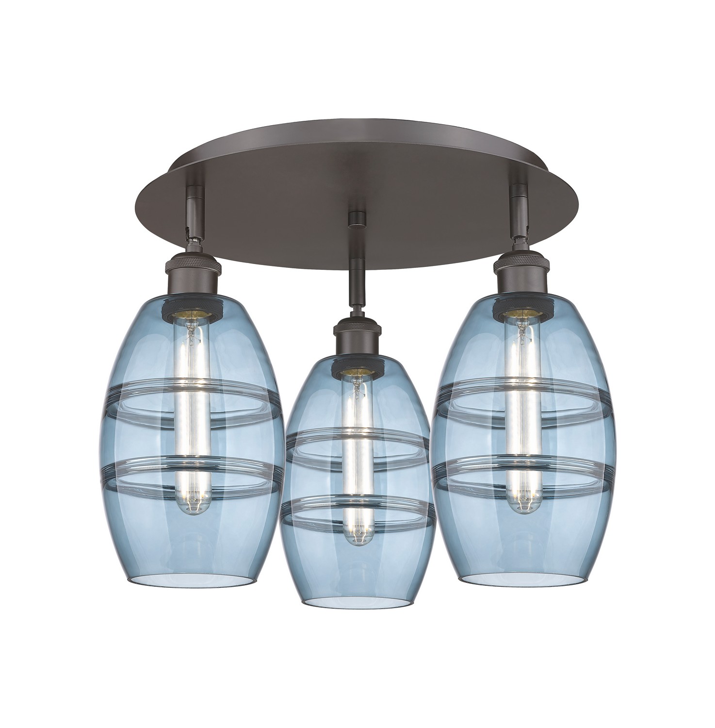 Three Light Semi-Flush Mount by Innovations - Ballston Collection, Oil Rubbed Bronze Finish - 516-3C-OB-G557-6BL