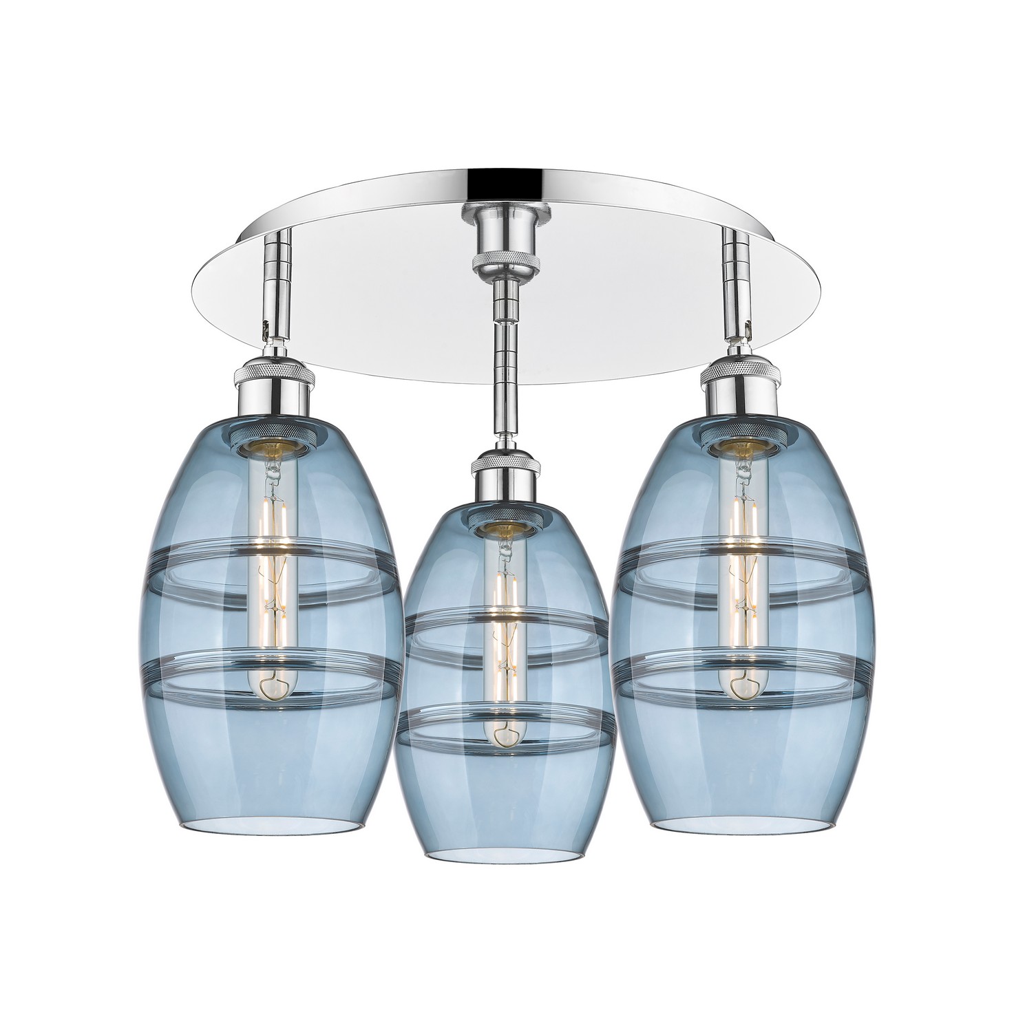 Three Light Semi-Flush Mount by Innovations - Ballston Collection, Polished Chrome Finish - 516-3C-PC-G557-6BL