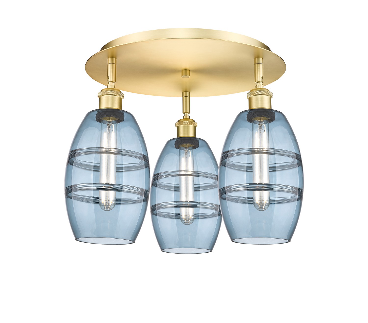 Three Light Semi-Flush Mount by Innovations - Ballston Collection, Satin Gold Finish - 516-3C-SG-G557-6BL