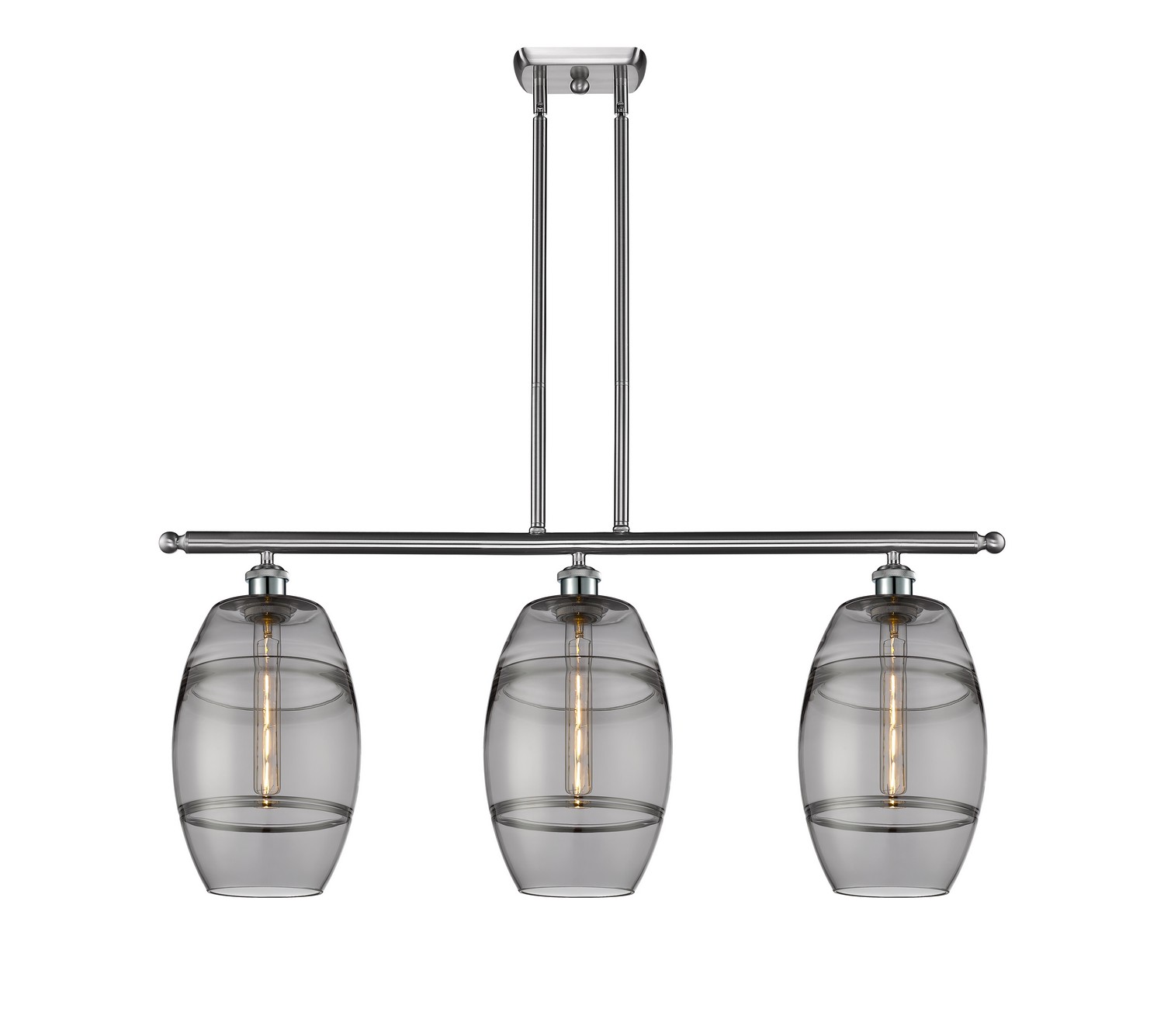Three Light Island Pendant by Innovations - Ballston Collection, Brushed Satin Nickel Finish - 516-3I-SN-G557-8SM